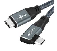 Twozoh Cable USB 3.2 Gen 2 en Ángulo Recto, 90° USB C 20Gbps Transferencia de Datos 100W PD Cable de Carga Rápida, Cable USB Tipo C ara TeléfonoMmóvil/iPad/Portátil (1M, Gris