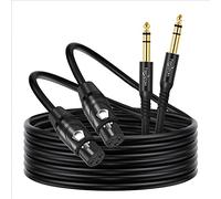 Twozoh Cable XLR Hembra a 6,35 mm 5M 2 Unidades, Jack 6,35mm estéreo TRS equilibrado a XLR Hembra cable de micrófono (Profesional/Hifi)