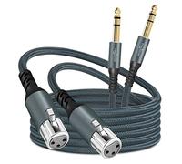 Twozoh Cable XLR Hembra a 6,35 mm TRS 0,3M 2 Unidades, Jack estéreo trenzado de 6,35 mm equilibrado a 3 pines XLR Cable de Micrófono (Profesional/HiFi)