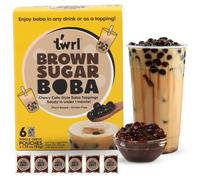 Twrl Brown Sugar Boba Toppings - Perlas de Boba taiwanesas auténticas estilo café, tapioca con leche, listo en menos de un minuto, perfecto para té con leche y café, sin gluten,