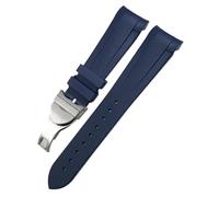 TWRQA Correa de reloj de goma de 22mm y 20mm, correa de silicona para reloj Tudor Heritage Black Bay 1958 Pelagos, pulseras deportivas impermeables negras(Blue Folding,22mm)