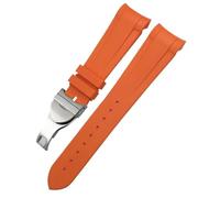 TWRQA Correa de reloj de goma de 22mm y 20mm, correa de silicona para reloj Tudor Heritage Black Bay 1958 Pelagos, pulseras deportivas impermeables negras(Orange Folding,20mm)