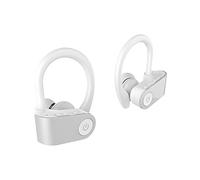 TWS True Wireless Earbuds, Bluetooth 5.0 Earhooks Headphones HiFi Stereo Quality Sound Micrófono Incorporado, 9H Play Time con Deep Bass Headset para Trabajo Deportivo,Plata