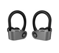 TWS True Wireless Earbuds, Bluetooth 5.0 Earhooks Headphones HiFi Stereo Quality Sound Micrófono Incorporado, 9H Play Time con Deep Bass Headset para Trabajo Deportivo,Negro