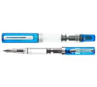 TWSBI Pluma estilográfica Eco azul transparente con carga de émbolo, plumín de acero F/M, 13,3 cm