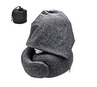 TWSOUL Almohada cervical de avión, almohada de viaje con capucha, cojín cervical para adultos, cojín cervical de espuma viscoelástica, capucha plegable para oficina y dormir de lado (negro)