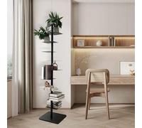 TWSOUL Estantería de 9 niveles, estantería estrecha de metal, estantería de esquina de estilo industrial, para espacios pequeños, salón, oficina (negro)