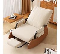 TWSOUL Mecedora, silla de lectura, cómoda silla de salón con respaldo ajustable en 3 posiciones, sillón de relax con reposapiés elástico, sillón mecedora para dormitorio o salón