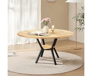 TWSOUL Mesa de comedor redonda para 2-4 personas, mesa de cocina pequeña de madera, mesa de comedor con estante, mesa de comedor para cocina, salón, oficina, diseño industrial, 90 x 75 cm