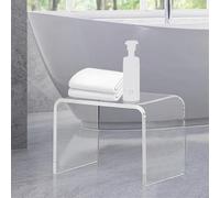 TWSOUL - Mesa de extremo de acrílico transparente, mesa auxiliar en forma de U con bordes redondeados, elegante bajo moderno, pequeño bancos de ducha, taburete de acrílico, 31,75 x 22,86 x 23,03 cm