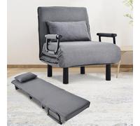 TWSOUL Sillón cama 3 en 1, sofá cama plegable con respaldo ajustable de 6 niveles, cama de invitados con almohada, cama plegable para salón, color gris