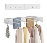 TWSOUL Tendedero de Pared, 80 cm, de Acero Inoxidable, Extensible, Plegable, con 6 Ganchos, Capacidad de Carga de 50 kg, para Interior o Exterior, balcón, terraza (80 cm)
