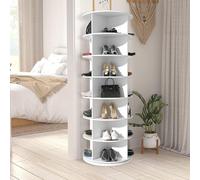 TWSOUL Zapatero giratorio con 7 niveles, giratorio de 360 grados, organizador de zapatos alto, redondo, organizador de zapatero, color blanco para zapatos y bolsos