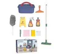 TWTCZOZ 11 Piezas Juego de Limpieza Infantil Set de Escoba Recogedor Pulverizador con Plumerito Asa Regulable para Diferentes Edades Adecuado para Juego, Caja Sellada 11 Pzas