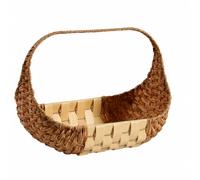 TWTCZOZ Cesta de Picnic Cesta Tejida Cesta Decorativa Cesta con Asa Cesta de Regalo en Imitación Ratán Cuerpo Curvo con Banda Decorativa y Acabado Ligero, 玉米叶间原木色胶, 大号