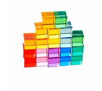TWTCZOZ Set Bloques Construcción para Niños Hechos Acrílico Transparente Que y Difunn la Luz para Practicar Habilidas Apilado y Clasificación en Entornos Escolares, Cubo 20PZ