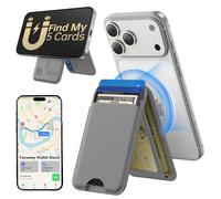 TWZKG Cartera MagSafe, funciona con Apple Find My, soporte para 5 tarjetas con soporte, cartera magnética para teléfono para iPhone 17/16/15/14/13/12 Pro Max Plus Air, cuero vegano con bloqueo RFID