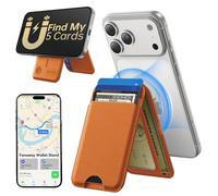 TWZKG Cartera MagSafe, funciona con Apple Find My, soporte para 5 tarjetas con soporte, cartera magnética para teléfono para iPhone 17/16/15/14/13/12 Pro Max Plus Air, cuero vegano con bloqueo RFID