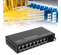 Tx1310nm RX1550nm Transceptor de Fibra Hasta 25 Km 1 Puerto óptico 8 Puertos Eléctricos Switch de Fibra Ethernet de Modo único Módem de Fibra de 100-240 V Convertidor de Fibra a (Enchufe de la UE)