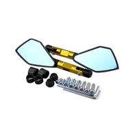 TXDBD Espejo Retrovisor Lateral para Motocicleta para Yamaha MT07, MT09, MT03, MT10, MT25, XJ6, FZ8, FZ-1, FZ-6, con Reflector Izquierdo Y Derecho. Plegable Espejo Punto(Oro)