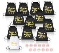 TXErfolg 12 Piezas Bolsa de Gimnasio con cordón para novias, 34x42cm Bolsas de Deporte para Despedida de Soltera, Juego de Mochila para Novia con 12 JGA botones, Regalo para Despedida de Soltero
