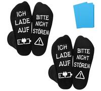 TXErfolg 2 pares de calcetines divertidos regalos para hombres y mujeres regalo con texto en alemán Bitte nicht stören Ich Lade auf Calcetines antideslizantes de regalo con tarjetas de felicitación
