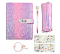 TXErfolg Diario con Candado para niñas 7 8 9 10 11 12 13 años, Diario Secreto Niña con Codigo Regalo de Pascua para niñas adolescentes de 7 a 14 años,Cuaderno Pegatinas Estuche Bolígrafo Pulsera(Rosa)