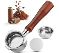 TXErfolg Portafiltro sin Fondo de 51 mm con 3 orejas, Compatible con DeLonghi Dedica EC680/EC685, SMEG y EUPA, Mango de madera de nogal con cesta de acero inoxidable, distribuidor de agujas