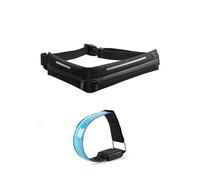 Txirimizi 2x1 Riñonera Running Deportiva+Regalo 1 Brazalete LED Reflectante, Luz Fija e Intermitente | Cinturón de Correr para Hombre y Mujer | con Conector Auriculares y Porta Móvil | Negro