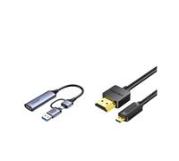 TXJZUQPJ Tarjeta de Captura de vídeo de 1,5 m, transmisión en Vivo, hdmi dedicado a cámara de teléfono móvil USB ms2130, Adecuada for Switch/NS(1080P 60hz Set with Micro HDMI Cable)