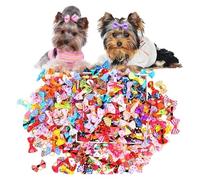 TXLEAPEY 100 Lazos for Cachorros Hechos a Mano, Accesorios for el Cabello for Mascotas, for Perros con Banda de Goma for pequeños y Gatos