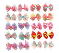 TXLEAPEY 20 Piezas/Lote de Bonitos Lazos for el Pelo for Perros y Mascotas, Accesorios for Cachorros con Bandas Goma, tocados for(7)