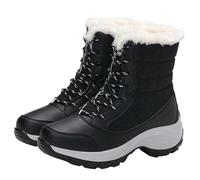 TXLEAPEY Botas de mujer, botas tacón impermeables for invierno, botines con plataforma Tren, zapatos nieve que mantienen el calor, cortas felpa for exteriores(Black,40)