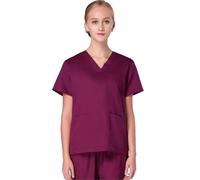 TXLEAPEY Conjunto de Bata de enfermería de algodón for Mujer, Uniforme médico quirúrgico de Hospital, Ropa de Trabajo, Equipo de Dentista de clínica de cirugía Sanitaria(Wine Short,M(55-60KG))