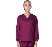 TXLEAPEY Conjunto de Bata de enfermería de algodón for Mujer, Uniforme médico quirúrgico de Hospital, Ropa de Trabajo, Equipo de Dentista de clínica de cirugía Sanitaria(Wine Long,XXL(70-75KG))