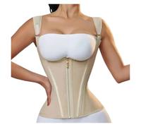 TXLEAPEY Fajas Reductoras Mujer Chaleco Moldeador de Postura de 15 Huesos con Malla elástica y Cierre de Cremallera(Beige,XXL)