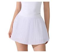 TXLEAPEY Falda Corta De Yoga Antibacteriana for Mujer, Falda Pantalón Plisada De Cintura Alta Y Antiexposición for Deportes, Fitness, Correr, Tenis Y Actividades Al Aire Libre(White,M)