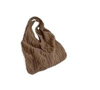 TXLEAPEY Knitted Shoulder Shopping Bag For Women Vintage Cotton Cloth Girls Tote Shopper Large Female Handbag Crochet(Coffee)