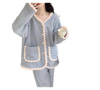TXLEAPEY Pijama de Forro Polar Coral for Mujer, Franela Azul Invierno, Conjunto Ropa Estar(1XL)