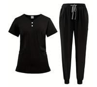 TXLEAPEY Uniforme elástico for Lavado de Manos for Mujer, Cepillo de Aislamiento quirúrgico, Ropa de Trabajo, odontología Oral, médico de Mascotas, Trabajo General(Black,S(55-65kg))