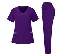 TXLEAPEY Uniformes de enfermería cómodos Antiarrugas for Hombre, Traje de Laboratorio quirúrgico clínico Unisex, Pantalones Superiores(Dark Purple,XL)