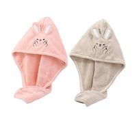 TXQHD 2Pcs Cartoon Drying Wrap Towel Absorbent Microfiber Turban Wet for Daily Use Convenient Button Soft and Gentle Hair