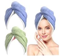 TXQHD 2pcs Quick Dry Head Wraps for Women Super Soft Fleece Turban Sleep Cap Buckle Closure Bath Hair Drying Hat