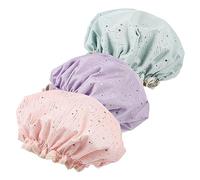 TXQHD 3pcs Bath Caps Soft Breathable Elastic Shower Bonnets Hair Dual Layer for Face Washing Makeup and