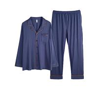 TXQHD Pijamas para Hombre Modelos de Primavera y Otoño Manga Larga Sección Delgada Cool Sense of Loungewear Traje de Cuatro Estaciones