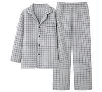 TXQHD Pijamas Ropa de Estar por casa de Manga Larga para Hombre Modelos de otoño e Invierno Sándwich de algodón de Aire de Invierno