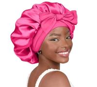 TXQHD Women Satin Tie Bonnet Wide Stretchy Band Long Tail Silk Night Cap for Sleeping
