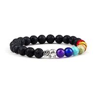 TXQHDHX 7 Brazalete de Chakra Elefante Piedra Natural Reiki Pulseras con Cuentas Hombres curativos ansiedad Yoga brazaletes