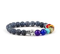 TXQHDHX 7 Brazalete de Chakra Elefante Piedra Natural Reiki Pulseras con Cuentas Hombres curativos ansiedad Yoga brazaletes