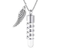 TXQHDHX Angel Wing Clear Glass Tube Spiral Design Cremation Jewelry for Ashes Pendant Urn Necklace with Mini Keepsake Urn Memorial Ashes Jewelry